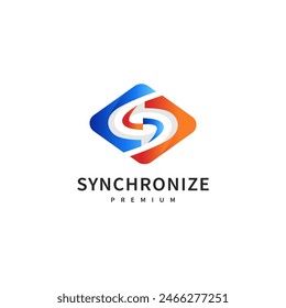 Sincronización de flechas, ilustración de diseño de logotipo de tecnología