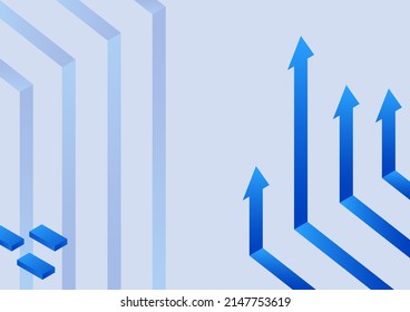 Arrow system pointing upwards symbolizing successful project completion achieving promotion. Diagram chart displaying successful achievement financial goal plans.