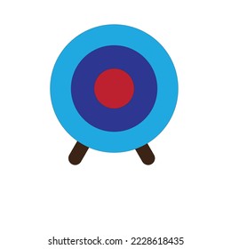 Un tablero de objetivos con un contorno azul y un círculo rojo en el medio. Concepto de objetivo comercial. ... Vector de práctica de destino. Ilustración de encantamiento. Icono de foco 