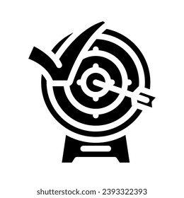 arrow target check mark glyph icon vector. arrow target check mark sign. isolated symbol illustration