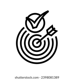 arrow target check mark line icon vector. arrow target check mark sign. isolated contour symbol black illustration