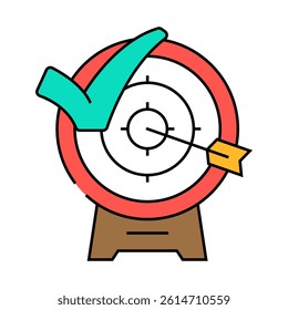 arrow target check mark line icon vector. arrow target check mark sign. isolated symbol illustration