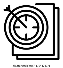 Arrow in the target documents icon. Outline arrow in the target documents vector icon for web design isolated on white background