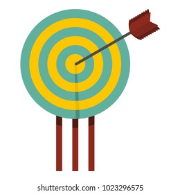 Arrow in target icon. Flat illustration of arrow in target vector icon for web