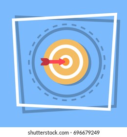 Arrow In Target Icon Goal Web Button Flat Vector Illustration