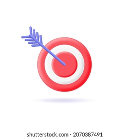 Arrow target icon isolated on white background. Vector 3d illustration.