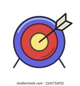 Arrow target icon. Line colored flat vector illustration. Isolated on white background.