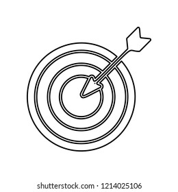 arrow in target icon. Simple outline vector of web, minimalistic set for UI and UX, website or mobile application