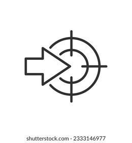 Arrow and target, linear icon. Line with editable stroke