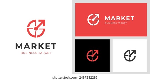 Arrow up target logo icon design with focus aim for business marketing logo vector illustration