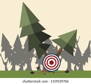 arrow target on trees vector illustration 