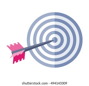 Arrow in target vector icon. Flat style. Targeting, business competition, strategy, sport concept. Illustration for application button pictograms, infogpaphics elements, logo design. Isolated on white