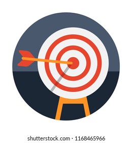 Arrow in a target vector illustration in flat color design