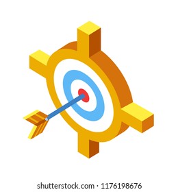 Arrow in target vector illustration in isometric design