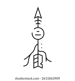arrow tattoo art vintage line icon vector. arrow tattoo art vintage sign. isolated contour symbol black illustration