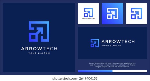 Arrow tech logo design template minimalist
