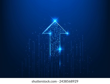 Arrow technology background, arrow rising upwards It shows the rapid development and growth of technology in both learning and industries that use technology.