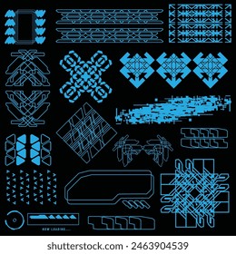 arrow techwear for cyberpunk scifi gaming fabric textile seamless pattern sticker template with collection set, 2d vector illustration rendering