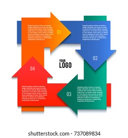 Arrow template with abstract arrows. Vector illustration EPS 10 for cover pages in style business presentations, banner, infographics, graphic or website layout, business process diagram