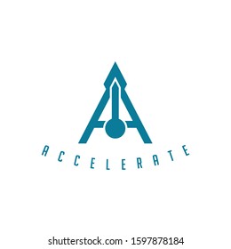 An up arrow that aligns past the letter A logo vector.