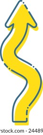 An arrow that winds and curves, directions