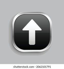arrow thick up icon design. Glossy Button style rounded rectangle isolated on gray background.. Vector illustration