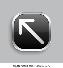 arrow thin left top icon design. Glossy Button style rounded rectangle isolated on gray background.. Vector illustration