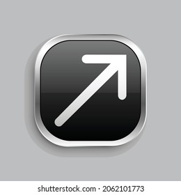 arrow thin right top icon design. Glossy Button style rounded rectangle isolated on gray background.. Vector illustration