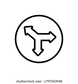 Arrow three direction icon. Simple line, outline vector elements of pointer icons for ui and ux, website or mobile application