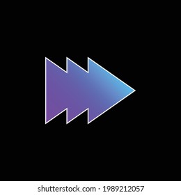 Flecha de tres iconos vectores de gradiente azul de flechas rellenadas agrupadas a la derecha