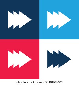 Flecha de tres filas rellenadas a la derecha Flechas azul y rojo cuatro colores conjunto de iconos mínimo