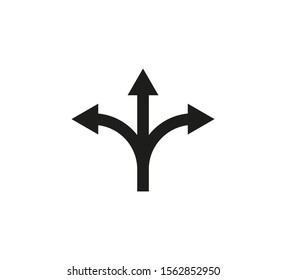 Arrow, three way, direction icon. Vector illustration, flat design