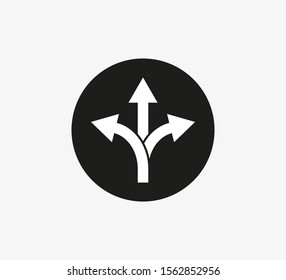 Arrow, three way, direction icon. Vector illustration, flat design