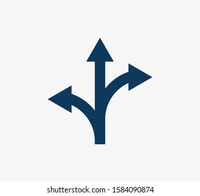 Arrow, three way, direction icon. Vector illustration, flat design