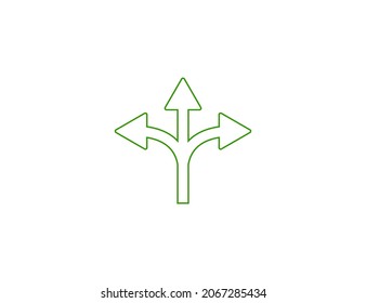 Arrow, three way, direction icon. Vector illustration. Flat design.