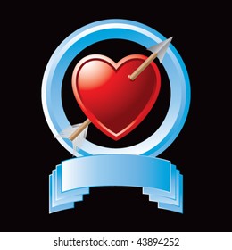 arrow through heart blue round display