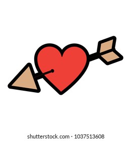 arrow through heart cupid valentines day icon image 