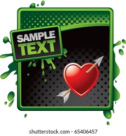 arrow through heart green and black grungy ad