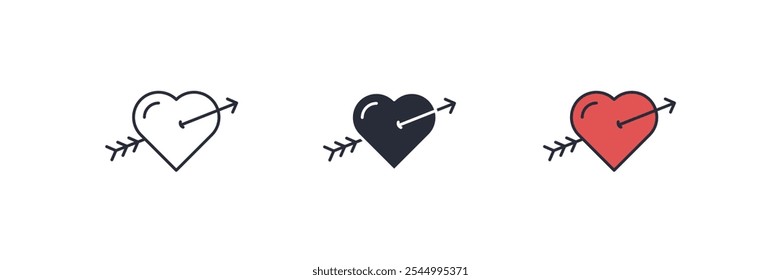 Arrow through a heart icon. heart Symbol sign for mobile concept and web design. Vector icon, Logo illustration, Vector graphics