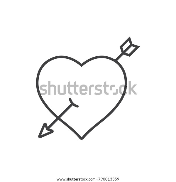 Arrow Through Heart Line Icon Stock Vector (Royalty Free) 790013359
