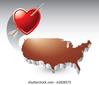 arrow through heart over united states icon