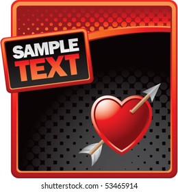 arrow through heart red and black halftone grungy ad