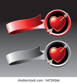 arrow through heart red and gray ribbons