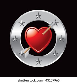 anillo de estrella de plata en el corazón
