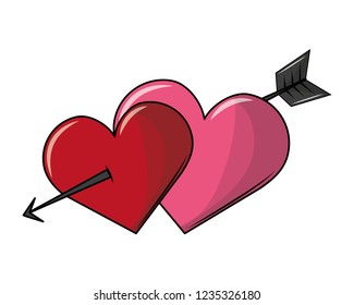 Arrow through hearts