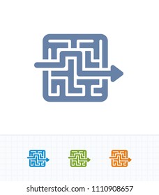 Arrow Through Maze - Contrast Cutwork Icons. A professional, pixel-aligned icon.