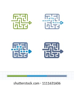 Arrow Through Maze - Contrast Icons. A professional, pixel-aligned icon.