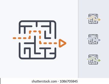 Arrow Through Maze - Pastel Dash Icons. A professional, pixel-aligned icon.