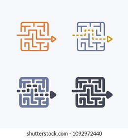 Arrow Through Maze - Pastel Icons. A professional, pixel-aligned icon.