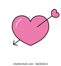 An arrow through the pink heart line icon vector